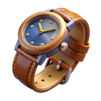 gorgeous surreal Concept art style, hyper-specific professional render of a vintage wristwatch with a leather strap with Transparent Background artisan png