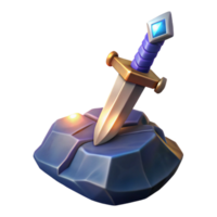 hypnotic exceptional A powerful magic sword embedded in a stone with Transparent Background png