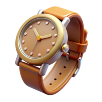 notable bohemian Concept art style, hyper-specific professional render of a vintage wristwatch with a leather strap with Transparent Background crisp png