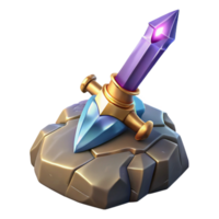 sumptuous impressionist A powerful magic sword embedded in a stone with Transparent Background crisp png