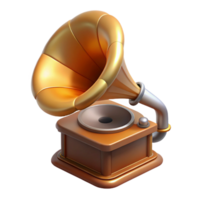 hypnotic retro Concept art style, isolated cutout of a vintage gramophone with a flared horn, hyper-specific with Transparent Background original png