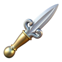 nostalgic extraordinary Photorealistic hyper-specific professional render isolated cutout of an Art Nouveau letter opener, silver, ornate handle, sharp blade, with crisp png