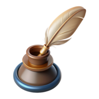quintessential traditional Concept art style, hyper-specific isolated cutout of a vintage quill pen and inkwell with Transparent Background ultra HD png