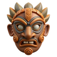 reflective breathtaking A stylized tribal mask with intricate carvings with Transparent Background high resolution png