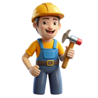 striking exceptional Carpenter with hammer and nails with Transparent Background png