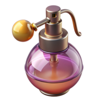 peaceful pristine Concept art style, hyper-specific isolated cutout of a vintage perfume bottle with atomizer with Transparent Background refined png