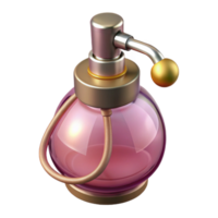 serene nostalgic rustic Concept art style, hyper-specific isolated cutout of a vintage perfume bottle with atomizer with Transparent Background ultra HD png