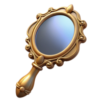 serene exemplary Ultra-detailed, professional render, isolated cutout of a vintage handheld mirror with ornate frame with Transparent Background png