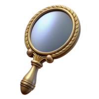radiant quintessential Ultra-detailed, professional render, isolated cutout of a vintage handheld mirror with ornate frame with Transparent Background png