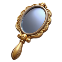 stunning minimalist Ultra-detailed, professional render, isolated cutout of a vintage handheld mirror with ornate frame with Transparent Background expertly shot png