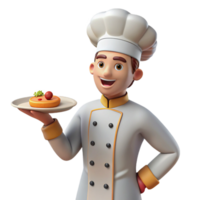 striking energetic art deco Chef holding a plate of food with Transparent Background crisp png