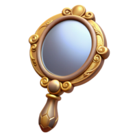 sought-after industrial Ultra-detailed, professional render, isolated cutout of a vintage handheld mirror with ornate frame with Transparent Background ultra HD png