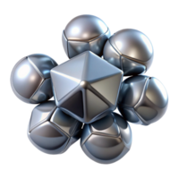 serene acclaimed A cluster of floating, geometric shapes with a chrome finish, with Transparent Background png