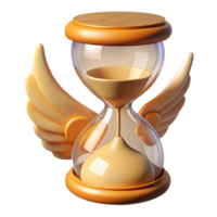 stunning bold industrial A winged hourglass with falling sand with Transparent Background high quality png