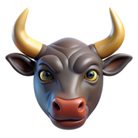 intense pristine Photorealistic, ultra-detailed, hyper-specific, isolated cutout of a single Minotaur head, professional render, concept art style with Transparent Background artisan png