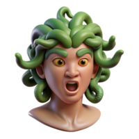 quintessential elegant Photorealistic, isolated cutout of a single Gorgon's severed head, hyper-specific, professional render, concept art style with Transparent Background precision png