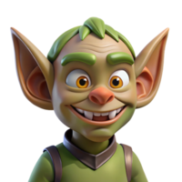 stunning dramatic minimalist A cartoon goblin with a mischievous grin with Transparent Background exclusive png