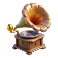 unparalleled rustic Professional render, concept art style, isolated cutout of a floating, antique gramophone playing a single, wilting flower with Transparent Background luxury png