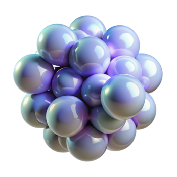bellissima giocoso impressionista un' grappolo di galleggiante, traslucido sfere con raggiante nuclei, con trasparente sfondo alto qualità png