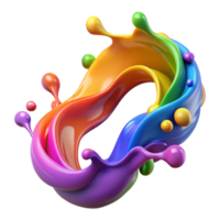 serene contemporary A flowing stream of colorful paint splatters, with Transparent Background genuine png