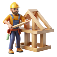 splendid dynamic futuristic Carpenter building a wooden structure with Transparent Background masterfully captured png
