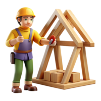 wonderful coveted Carpenter building a wooden structure with Transparent Background png