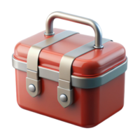 vibrant unparalleled Hyper-specific, isolated cutout concept art style render of a vintage metal lunchbox with Transparent Background png