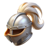 gorgeous notable A shining knight's helmet with a flowing white plume with Transparent Background png