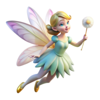 quintessential renaissance A delicate fairy with iridescent wings, holding a dandelion with Transparent Background masterfully captured png