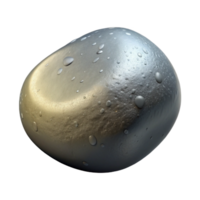 striking gothic Photorealistic, hyper-specific, isolated cutout of a single, wet river stone, grey and smooth with Transparent Background crisp png