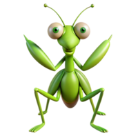 splendid joyful vintage Concept art style, hyper-specific, isolated cutout of a single praying mantis, front view, arms raised with Transparent Background sharp png
