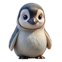 reflective splendid Hyper-specific, concept art style isolated cutout of a single emperor penguin chick, fluffy down feathers with Transparent Background 4K png