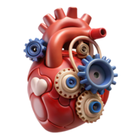 nostalgic vibrant Ultra-detailed, professional render of a levitating human heart made of interconnected gears and wires with Transparent Background high quality png