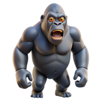 striking energetic minimalist Ultra-detailed professional render, isolated cutout of a single photorealistic gorilla, chest-beating pose with Transparent Background handcrafted png