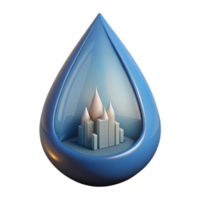 spectacular traditional Concept art style, isolated cutout of a single tear drop containing a miniature city skyline with Transparent Background elite png