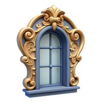 sumptuous passionate mid-century Baroque ornate window frame, with Transparent Background high resolution png