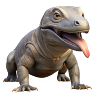 stunning harmonious industrial Photorealistic, professional render, isolated cutout of a single komodo dragon, tongue flicking, close-up with Transparent Background genuine png