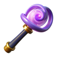 reflective serene A powerful magic wand with a swirling energy field with Transparent Background handcrafted png