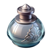 pristine rustic Photorealistic, isolated cutout of an Art Nouveau inkwell, glass with a silver lid and a stylized floral design with Transparent Background museum quality png