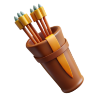 standout nordic A quiver full of arrows with fletching details, with Transparent Background studio quality png