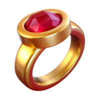 espetacular distintivo uma solteiro, polido, dourado anel com uma ampla rubi com transparente fundo png