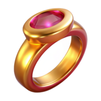 reflexivo magnífico uma solteiro, polido, dourado anel com uma ampla rubi com transparente fundo habilmente tiro png