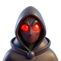 remarkable renaissance A mysterious, hooded figure with glowing red eyes with Transparent Background 8K png