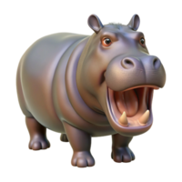 remarkable artistic Photorealistic, professional render, isolated cutout of a single hippopotamus, mouth open with Transparent Background exclusive png