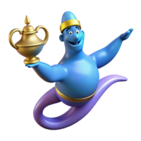 sumptuous tropical A powerful genie emerging from a lamp, with Transparent Background artisan png