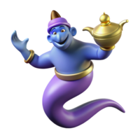 pristine standout A powerful genie emerging from a lamp, with Transparent Background png