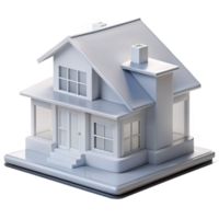 nostalgic serene Architectural model house, white, with Transparent Background impeccable png