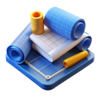 vibrant sought-after Blueprints rolled, architectural drawings, with Transparent Background png