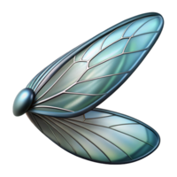 romantic radiant Ultra-detailed, photorealistic isolated cutout of a biomechanical insect wing with metallic veins with Transparent Background high quality png