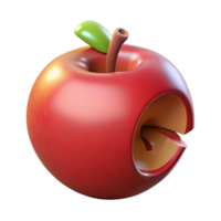 wonderful remarkable A single, poisoned apple with a bite taken out, with Transparent Background png